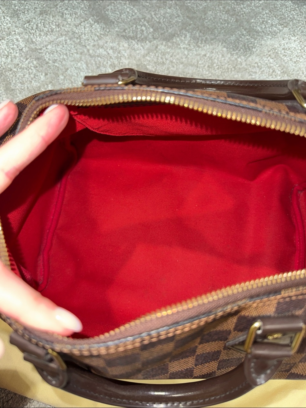 Louis Vuitton Brown Damier Ebene Satchel with Gold Hardware - Picture 2 of 3